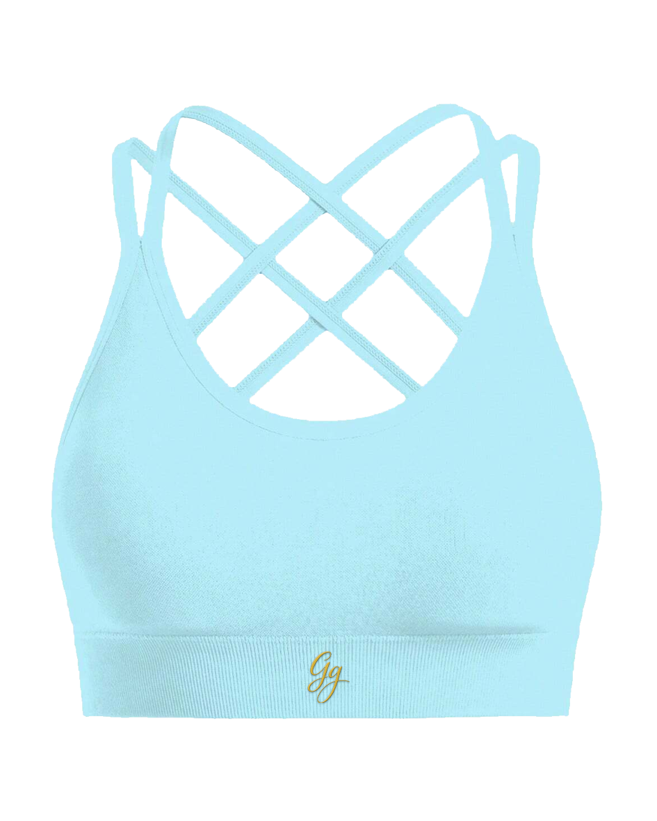 Crisscross Seamless Sports Bra - Bubblegum Sky Blue