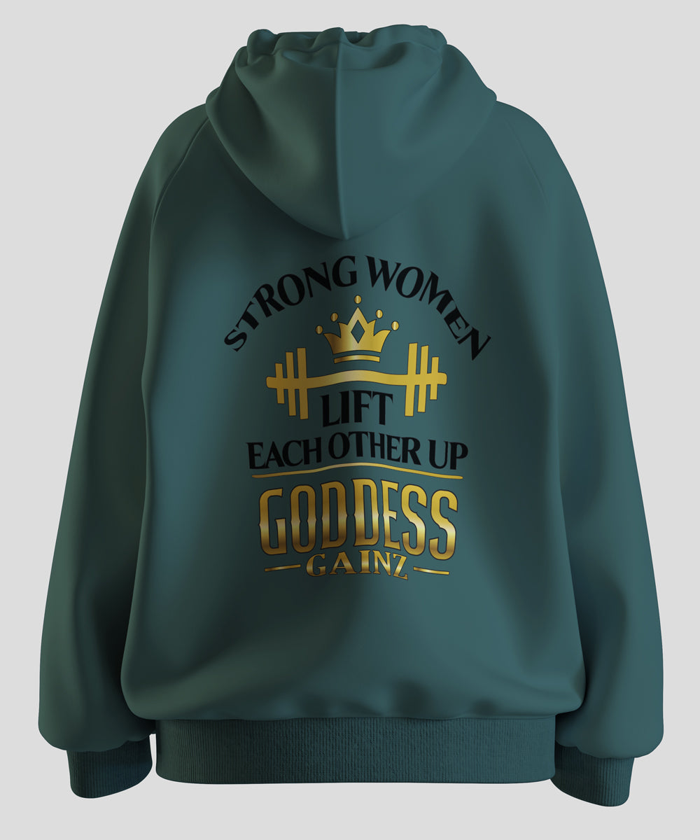 Strong Women Lift Each Other Up - Deluxe Hoodie (Black Text)