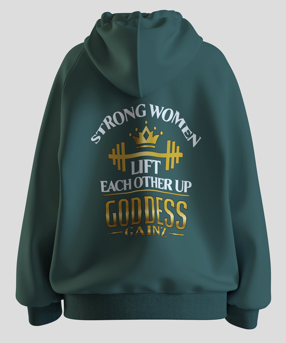 Strong Women Lift Each Other Up - Deluxe Hoodie (White Text)