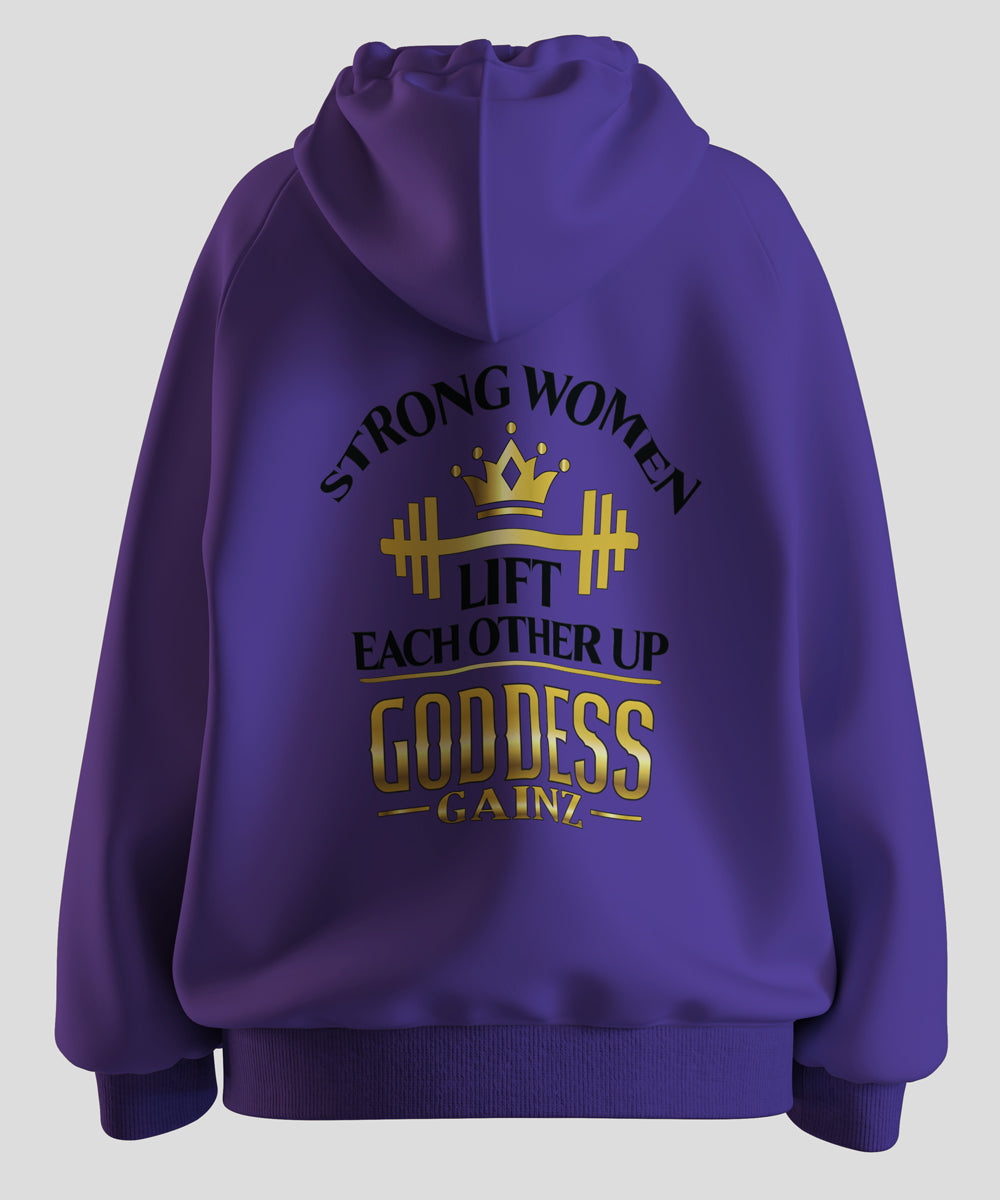 Strong Women Lift Each Other Up - Deluxe Hoodie (Black Text)
