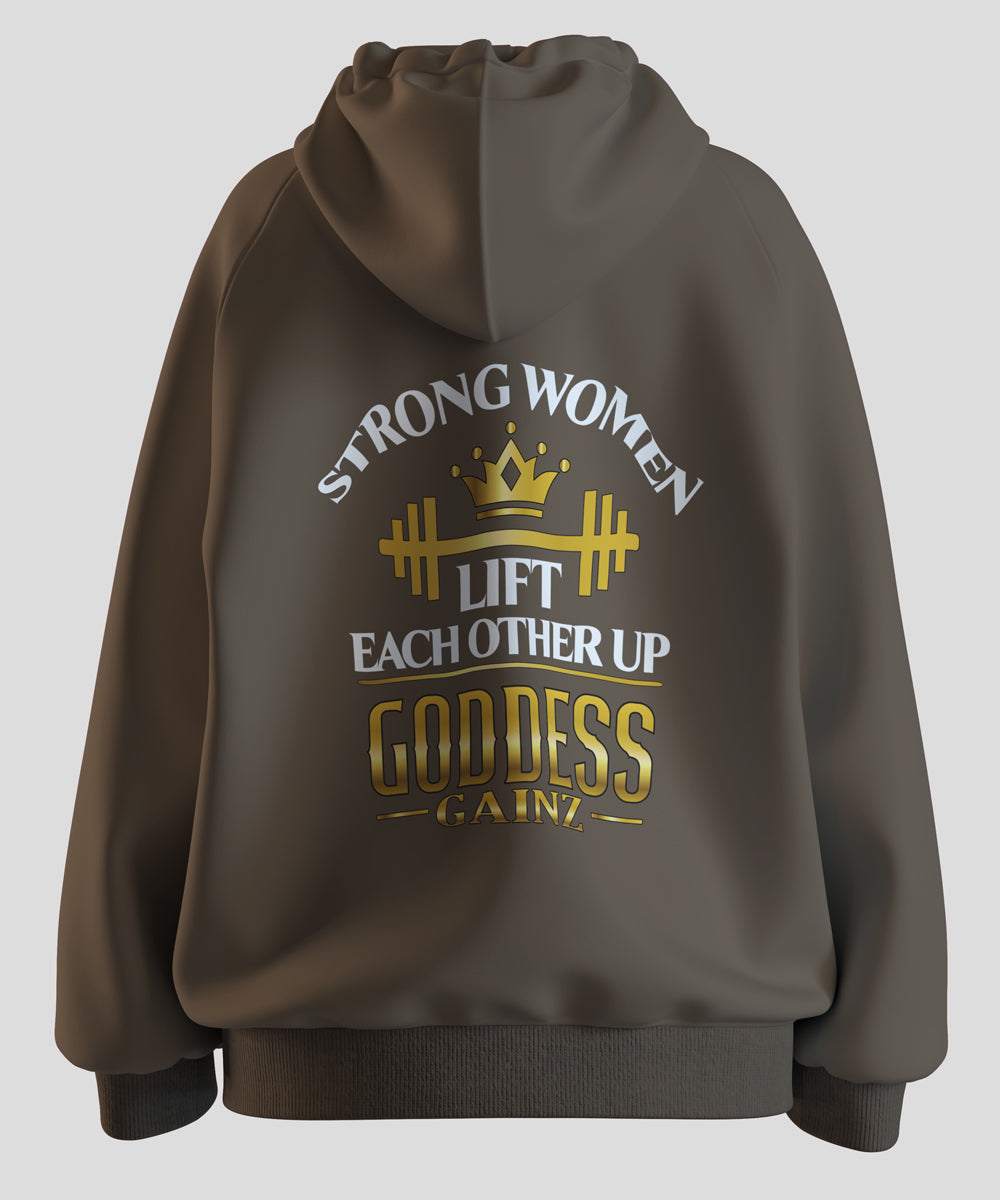 Strong Women Lift Each Other Up - Deluxe Hoodie (White Text)