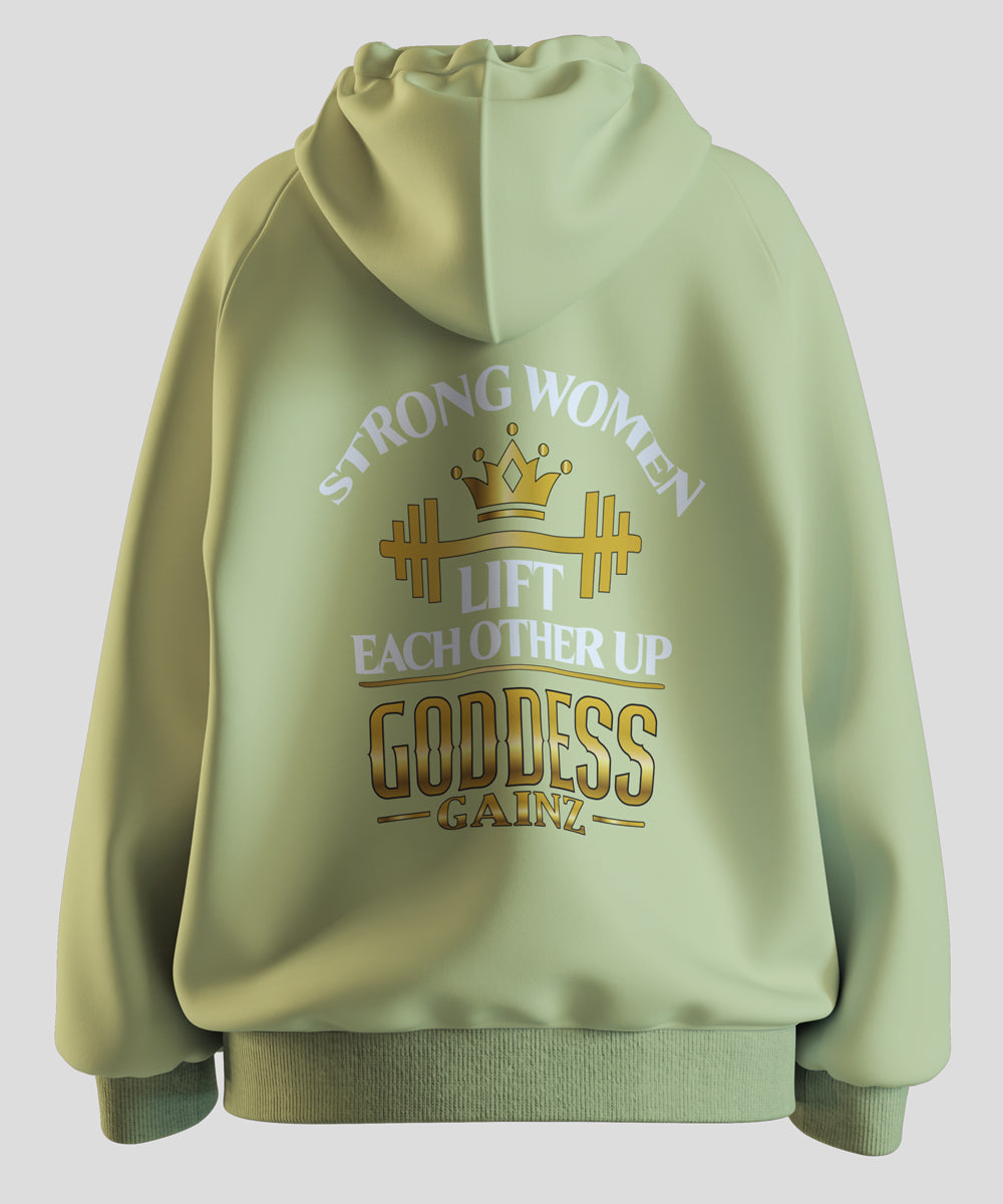 Strong Women Lift Each Other Up - Deluxe Hoodie (White Text)