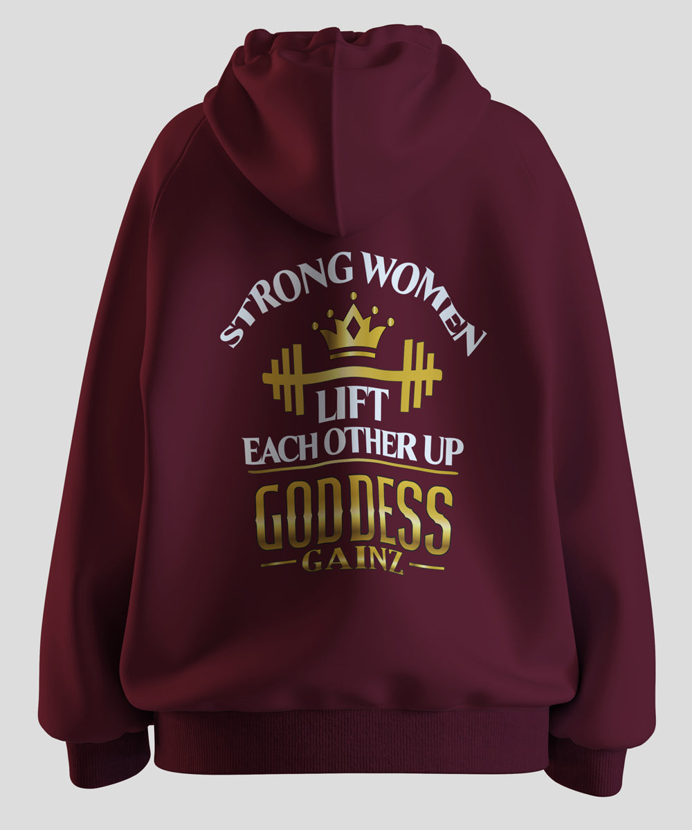 Strong Women Lift Each Other Up - Deluxe Hoodie (White Text)